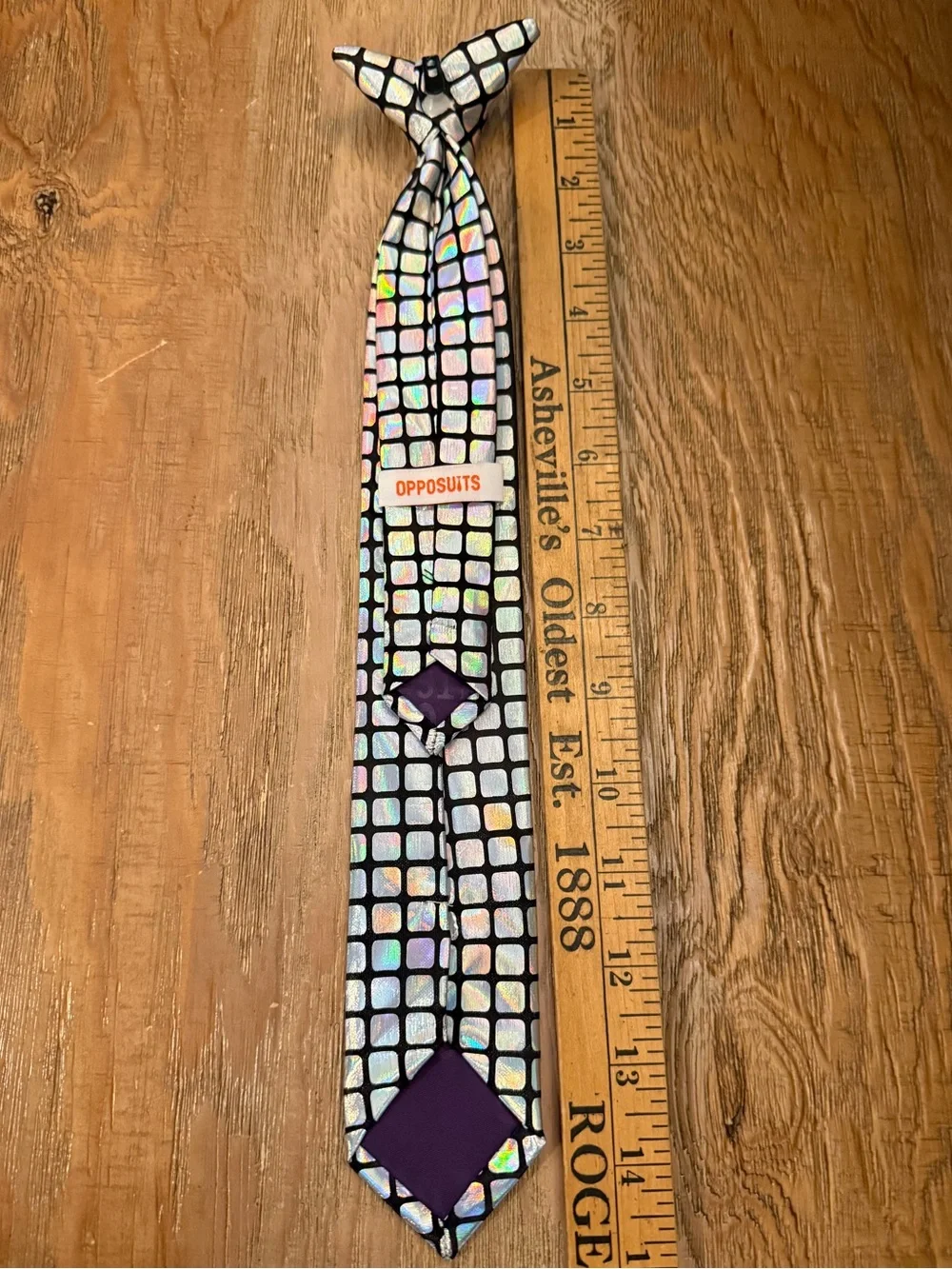 Iridescent Grid Pattern Teens Tie